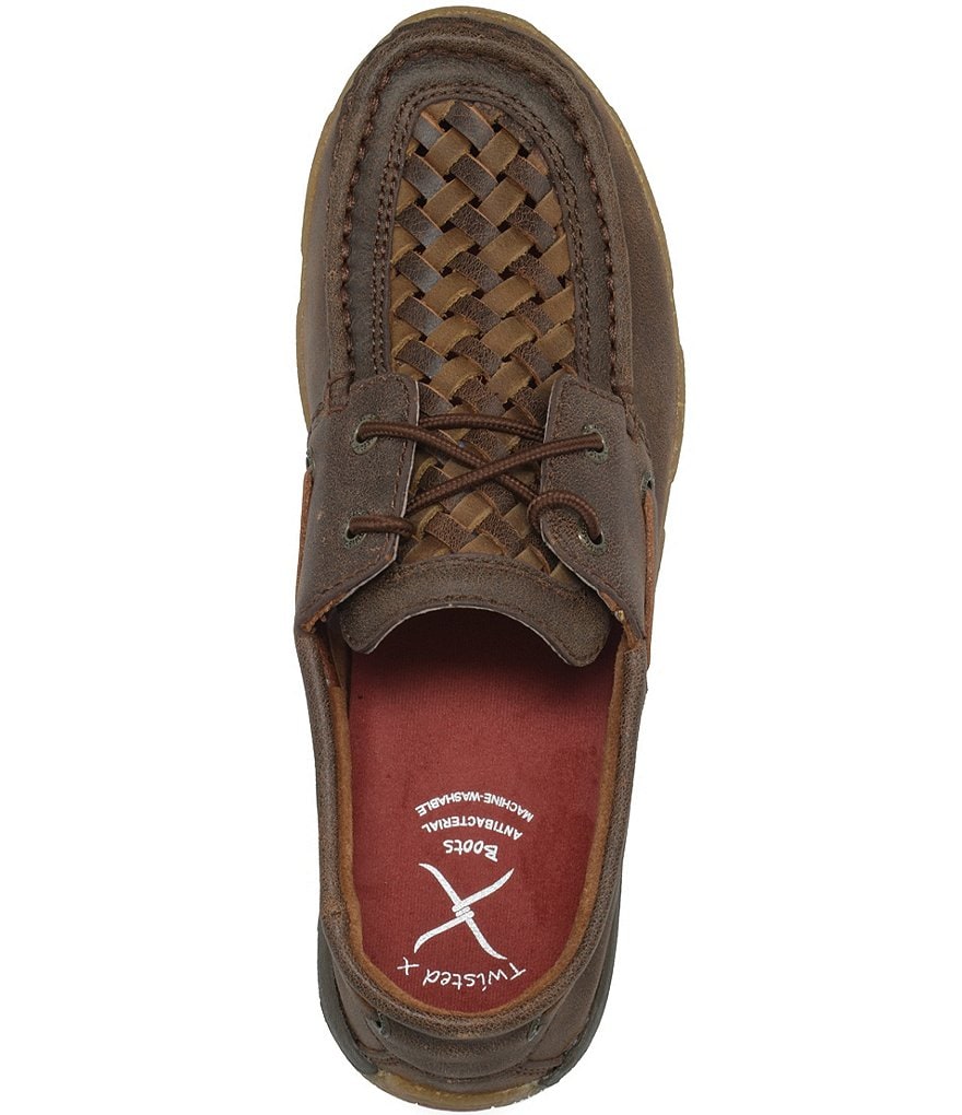 Twisted X Women's Woven Leather Boat Driving Moccasins
