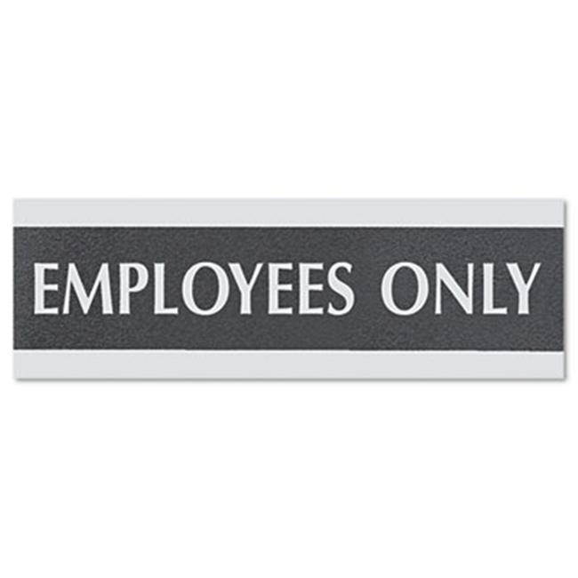 Headline Sign Century Series Office Sign EMPLOYEES ONLY 9 x 3 Black/Silver 4760
