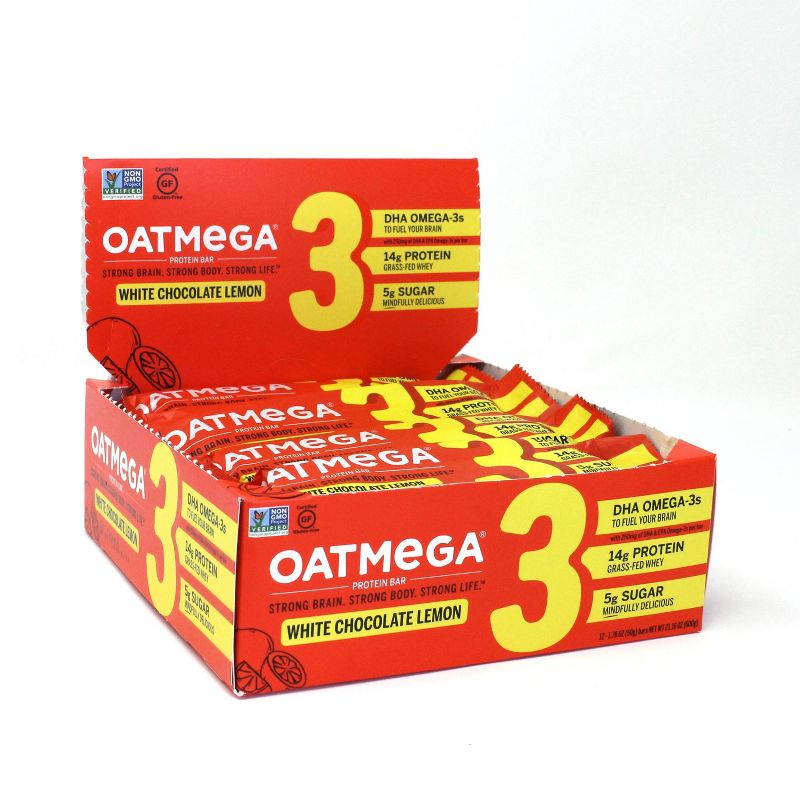 Oatmega Protein & Omega-3 Bar - White Chocolate Lemon - 12ct