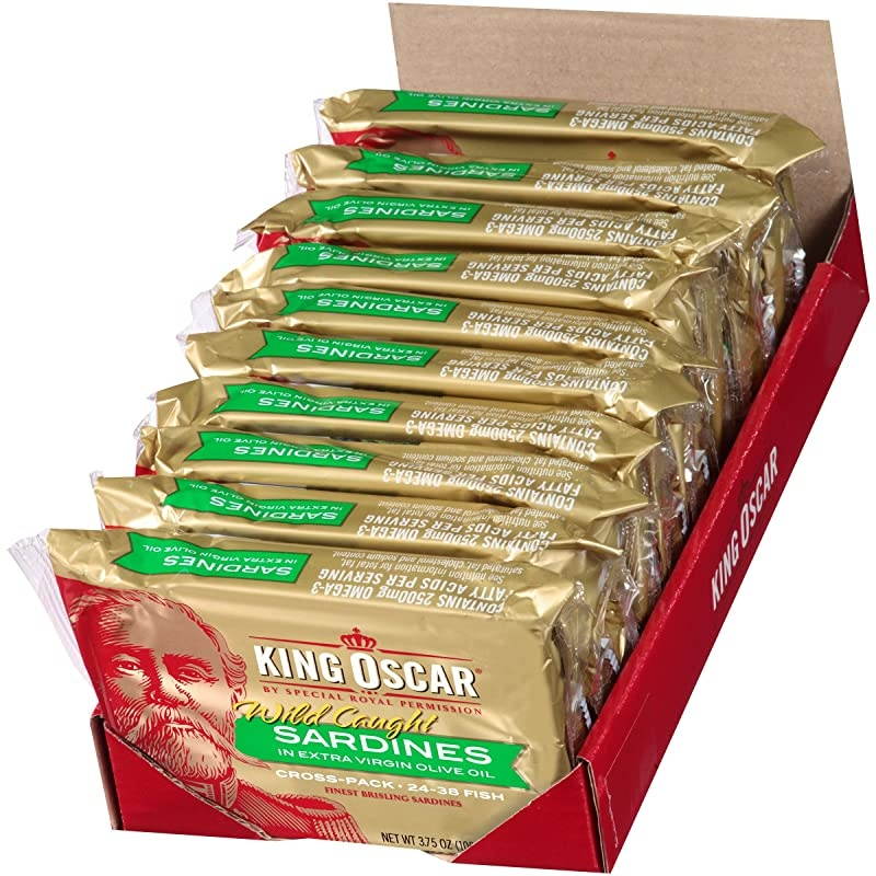 Two-layer Sardines in Olive Oil Cross-Pack, 3.75 Ounce (Pack of 12) (Packaging May Vary)