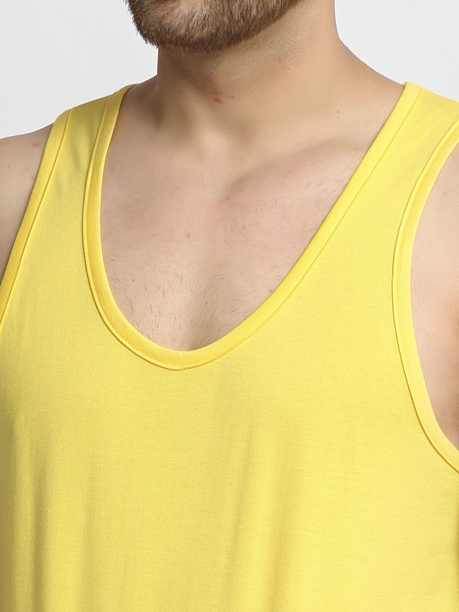 Friskers Yellow Cotton Slim Fit Vest