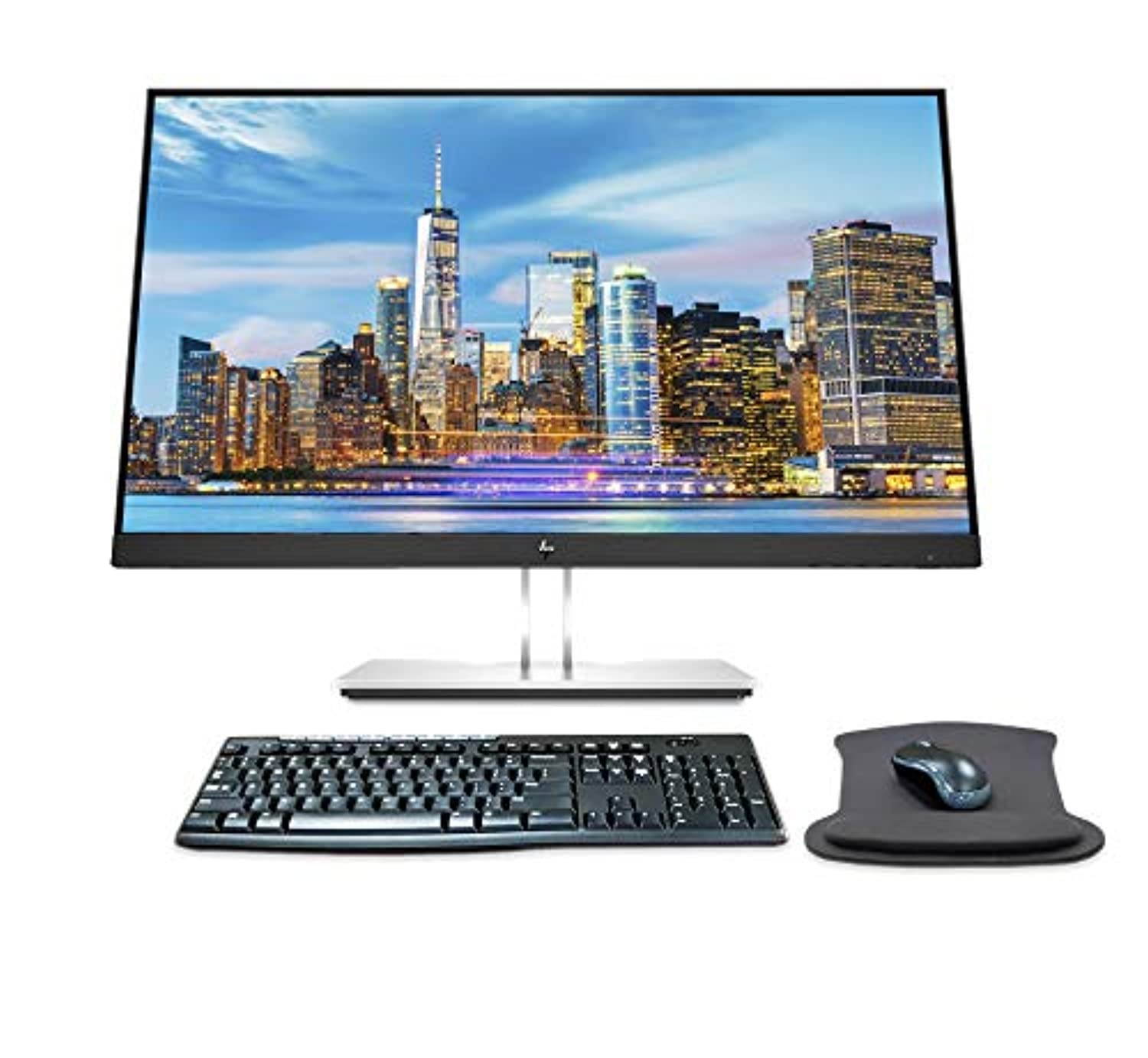 HP EliteDisplay E24 G4 24 Inch 1920 x 1080 Full HD IPS LED-Backlit LCD Monitor Bundle with HDMI, VGA, DisplayPort, Gel Mouse Pad, and MK270 Wireless Keyboard and Mouse Combo (ASIHLAMZ393)