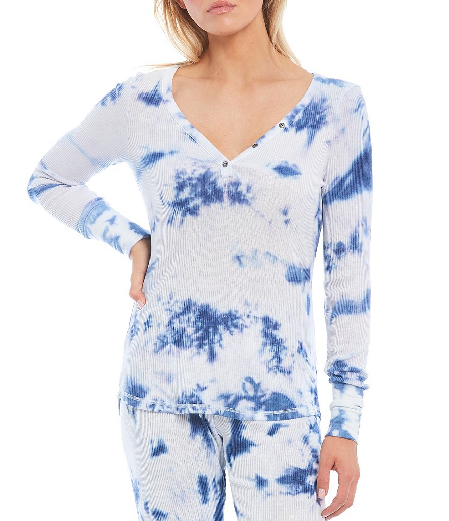 PJ Salvage Blue Tide Tie-Dye Ribbed Coordinating Sleep Top