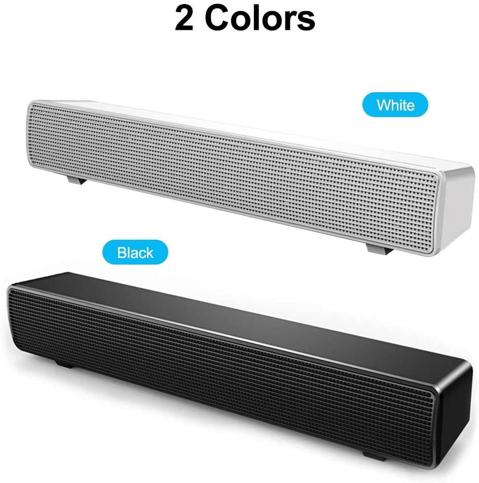 Docooler Speaker Bar Computer Speakers Stereo HiFi Sound Wired Computer Sound Bar USB Powered Soundbar Speaker for PC TV Smart Phone Desktop Laptop