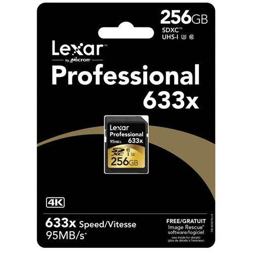 Lexar 256GB Professional 633x Class 10 UHS-I U3 SDXC Memory Card #LSD256CBNL633