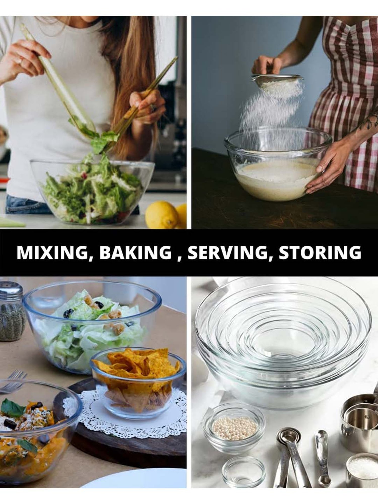 HAZEL Silver Stainless Steel Mixing Bowl - Set of 3 (2.1L)