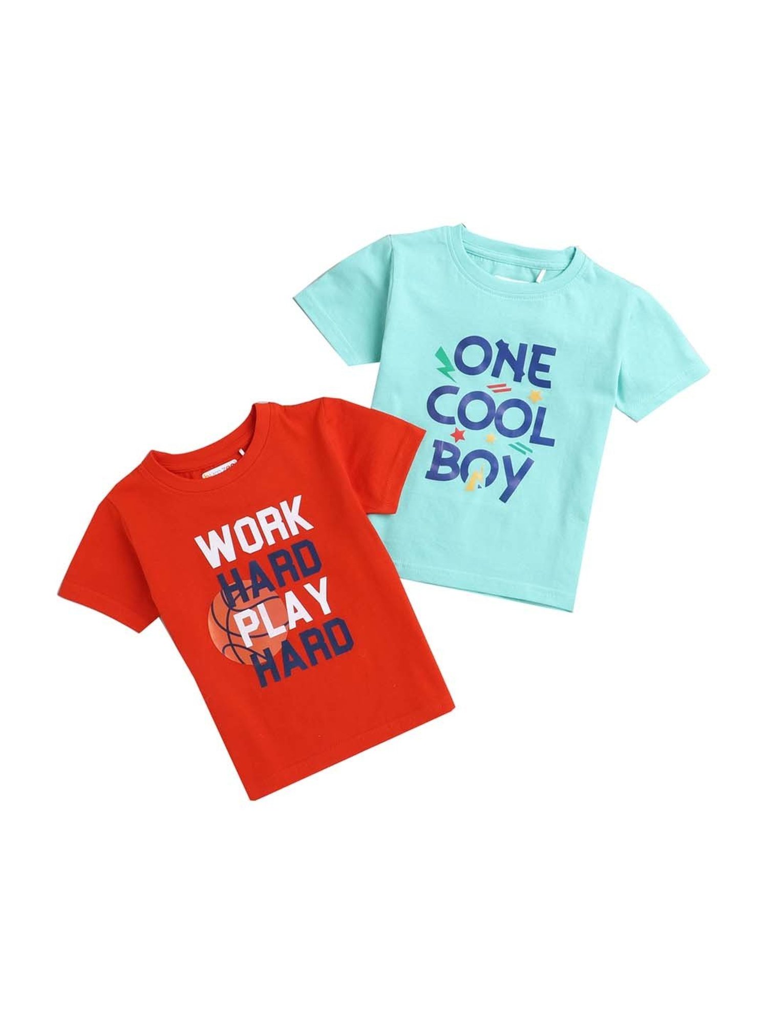 Bumzee Kids Green & Red Printed T-Shirt (Pack of 2)