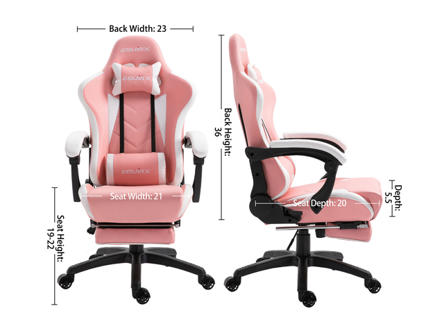 Dowinx Gaming Chair Ergonomic Office Recliner for Computer with Massage Lumbar Support, Racing Style Armchair PU Leather E-Sports Gamer Chairs with Retractable Footrest (Black&Gray)