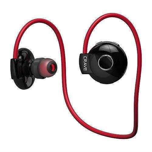 Crave Octane Sport Wireless Bluetooth Earphones, in-Ear Sweat and Water Resistant Stereo Lightweight Headphones Earbuds Premium Sports Headset with Built-in Mic &ndash; Red