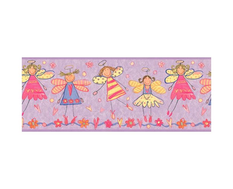 Purple Fairy Princess Angels Prepasted Wall Border Roll - Surestrip..