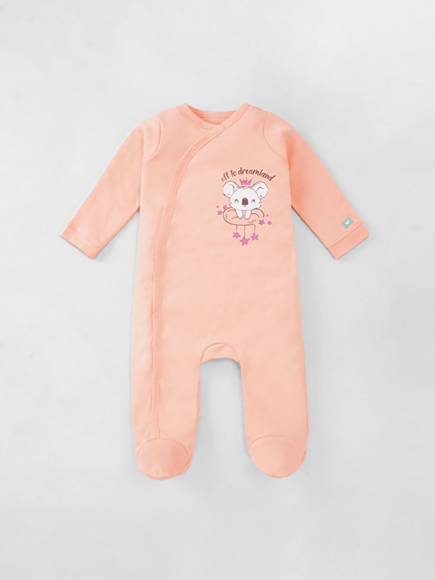 Ed-a-Mamma Baby Peach Printed Sleepsuit