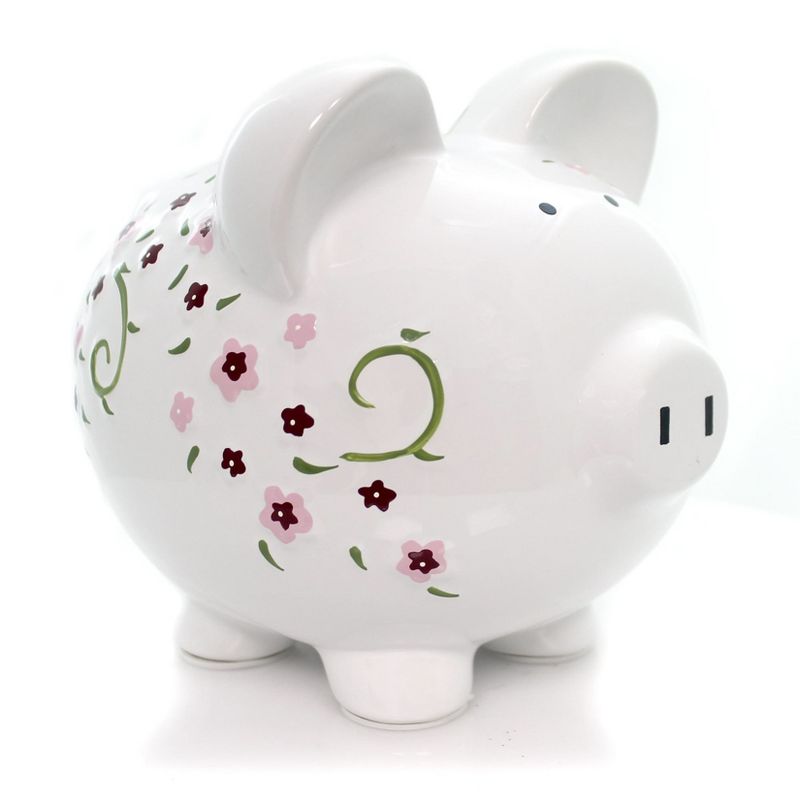 Bank 7.75" Large Shabby Chic Pig Bank Flowers Money Saving  -  Decorative Banks