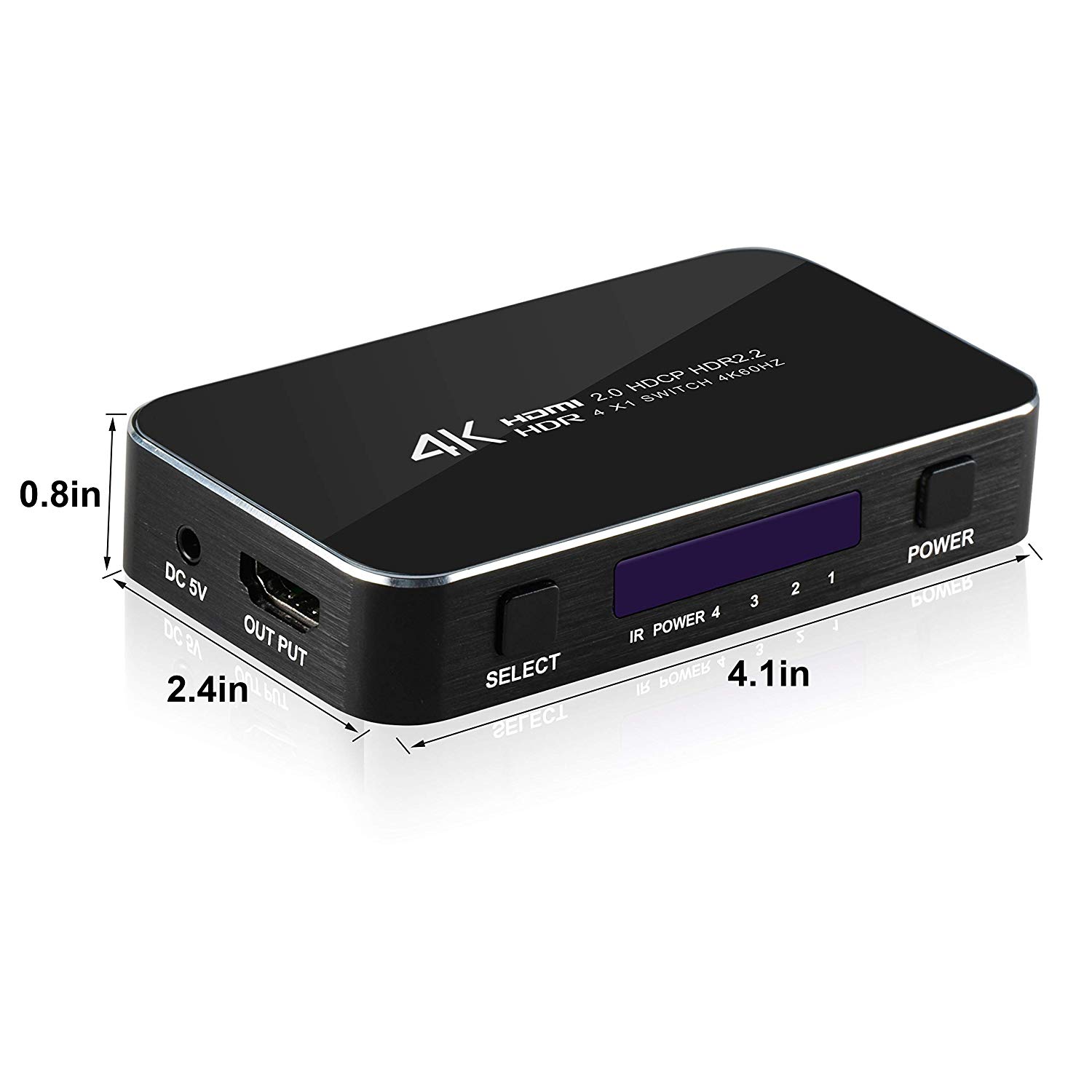 HDMI Switch, Nurbenn 4 Ports 4K 60Hz HDMI 2.0 Switcher Selector with IR Wireless Remote, Supports UltraHD Dolby Vision, High Speed(Max to 18.5Gbps), HDR10, HDCP 2.2 & 3D