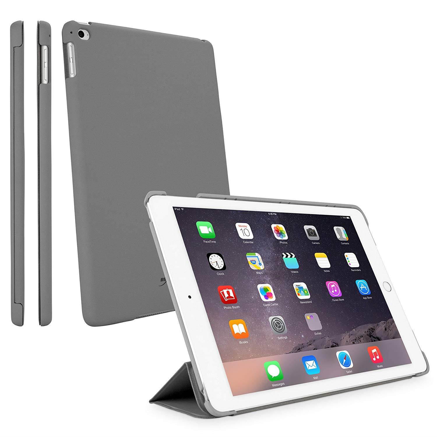 iPad Air 2 Case, BoxWave [Slimline Smart Case] Thin, Hard Shell Smart Cover w/ Stand for Apple iPad Air 2 - Slate Grey