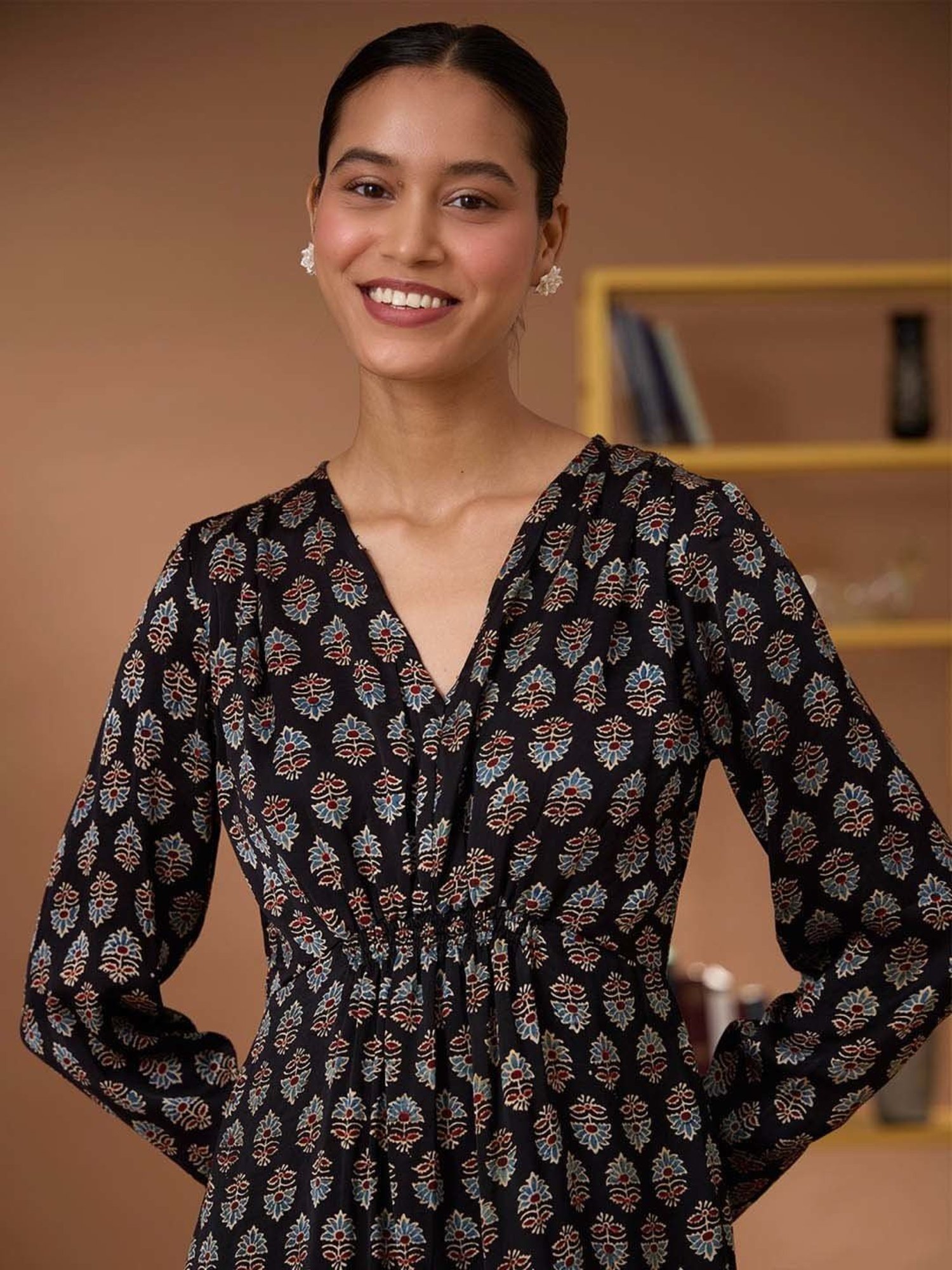 Okhai Black Printed Ethnic Dress