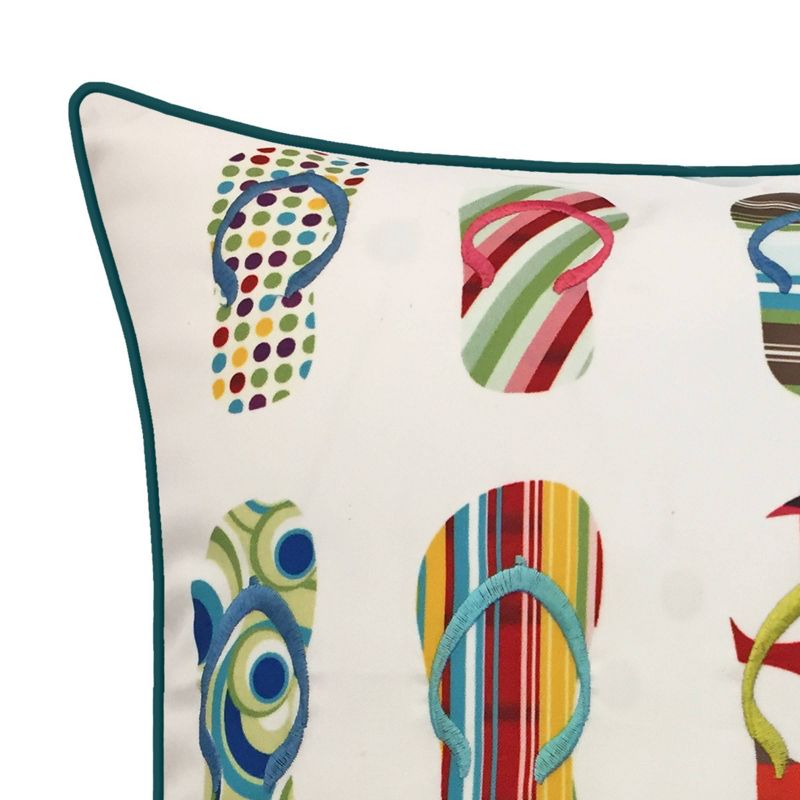 17" x 17" Flip Flops Decorative Patio Throw Pillow - Edie@Home