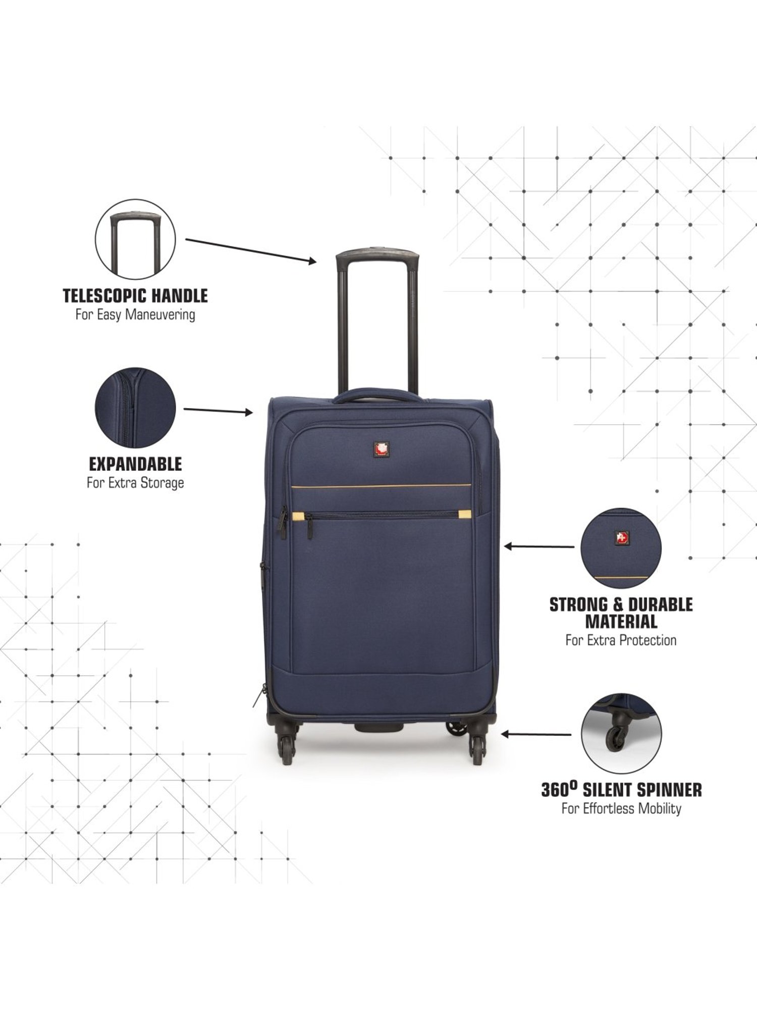 Swiss Brand Barcelona Navy Medium Soft Trolley Bag - 24 cm