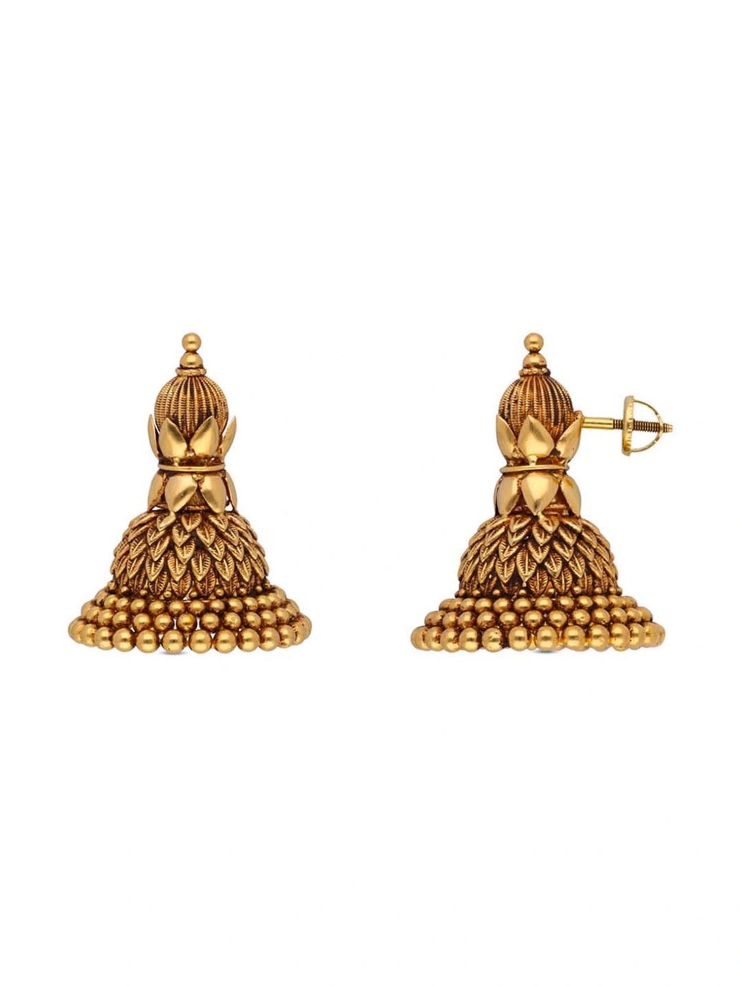 CKC Oxidized Gold Ear Studs: Intricate Fancy Pattern