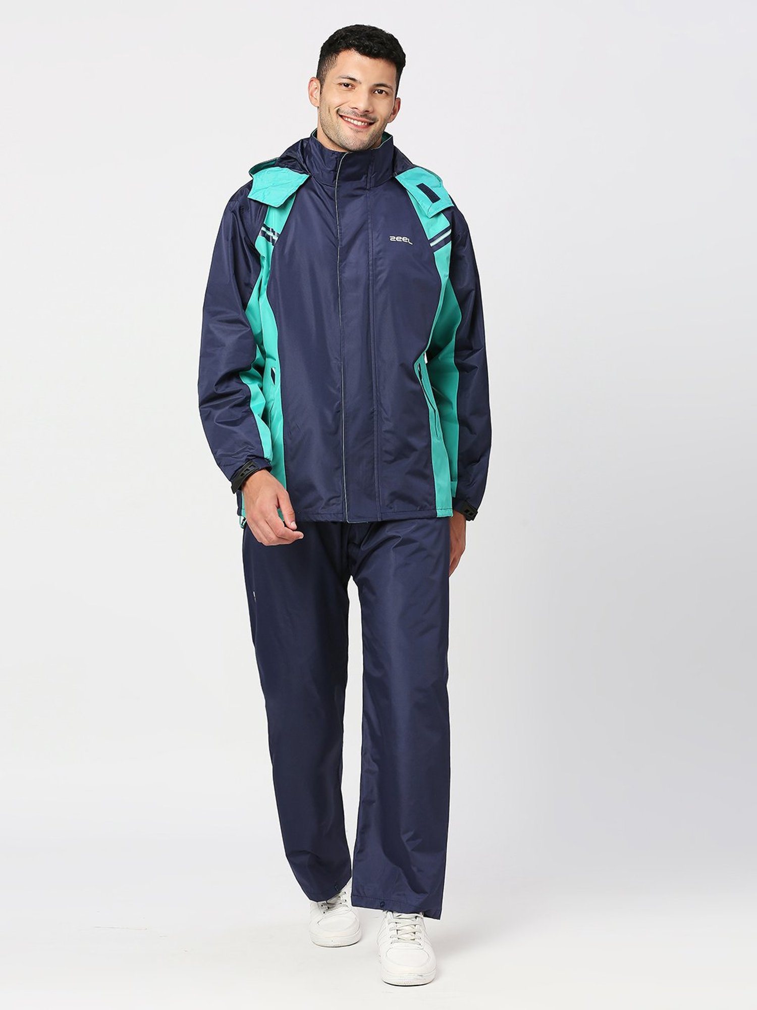 Zeel Navy & Green Raincoat Set