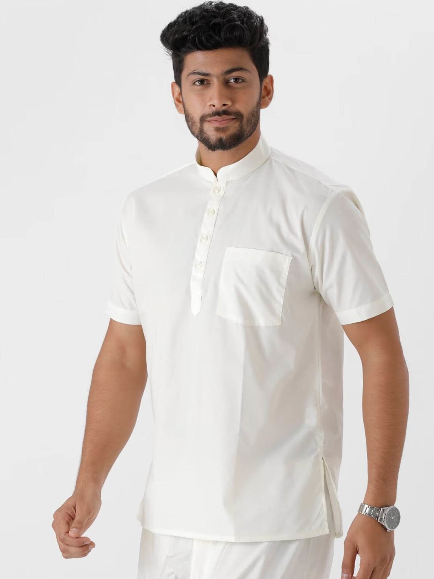 Manthan Red Full Sleeves Solid Kurta