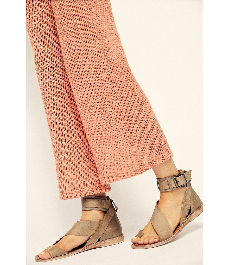 Free People Vale Leather Asymmetrical Toe Loop Ankle Strap Sandals