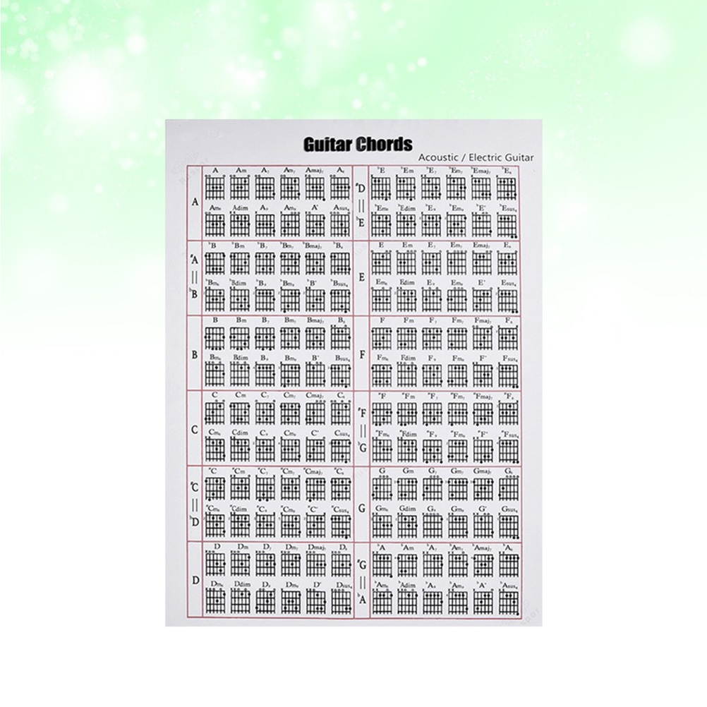 Guitar Fingering Paper Chart Guitar Chord Practice Chart for Beginner Starter Guitar Lover (30x40cm)