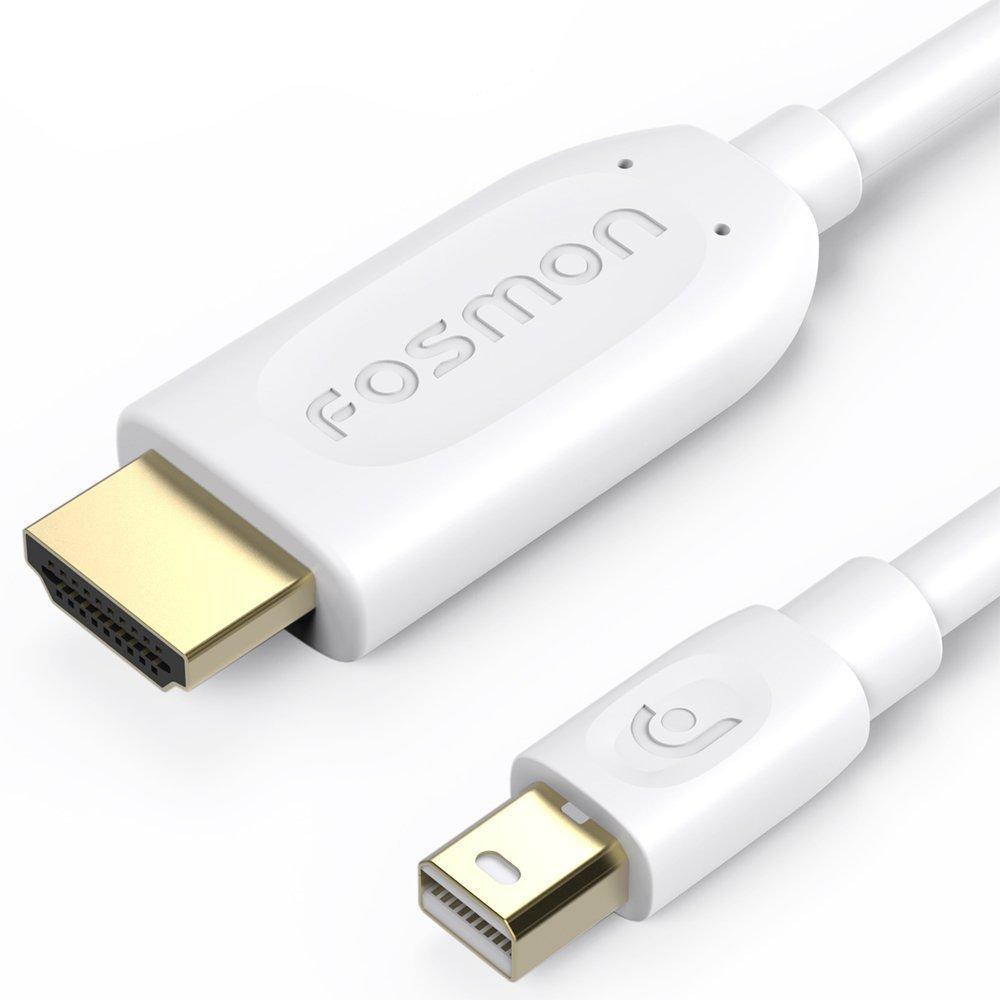 Fosmon Mini DisplayPort (Mini DP/mDP/ ThunderBolt/ThunderBolt 2 Port Compatible) to HDMI Adapter Cable - White - 6ft (1920x1080@60Hz)
