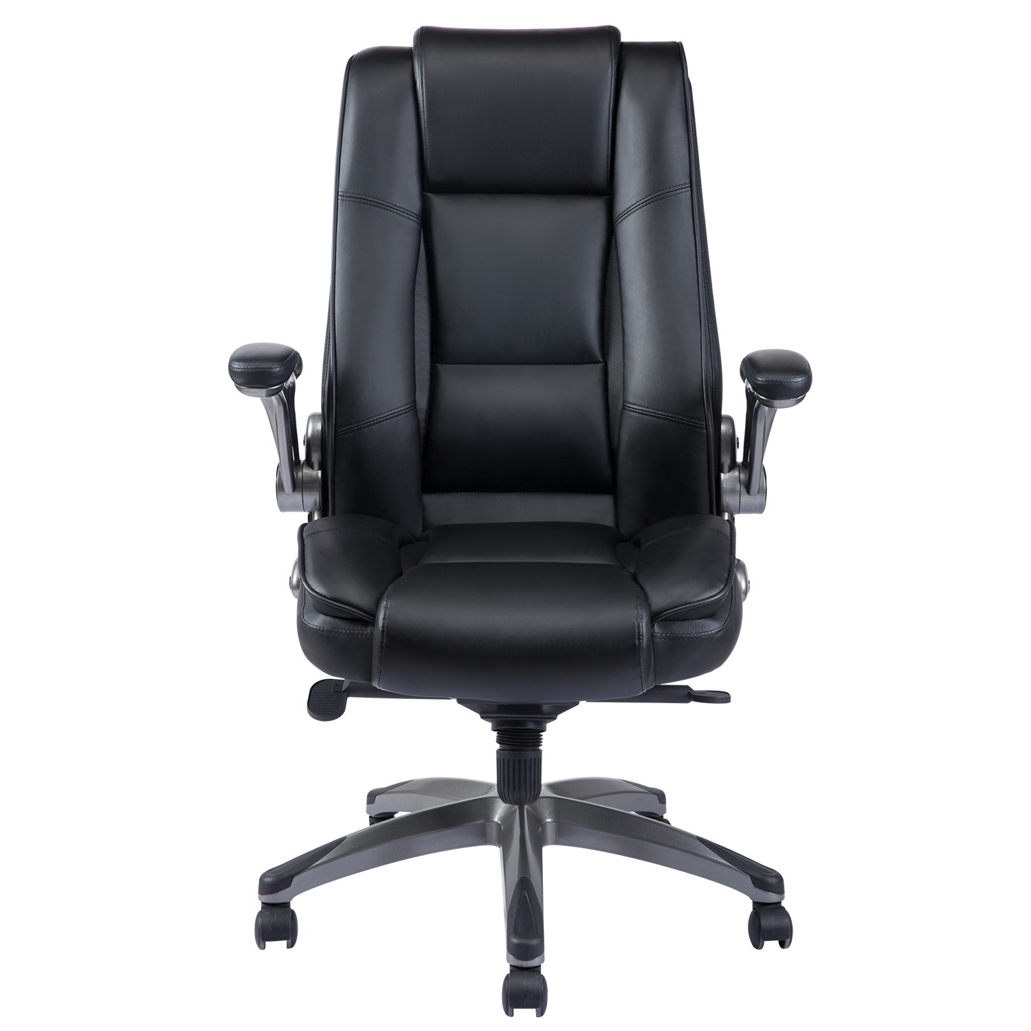 VANBOW High Back Executive Office Chair Comfortble- Ergonomic Bonded Leather Computer Work Desk Swivel Chair with Flip-up Arms, Adjustable Reclining Angle, Lumbar Support and Easy to Assemble,Black