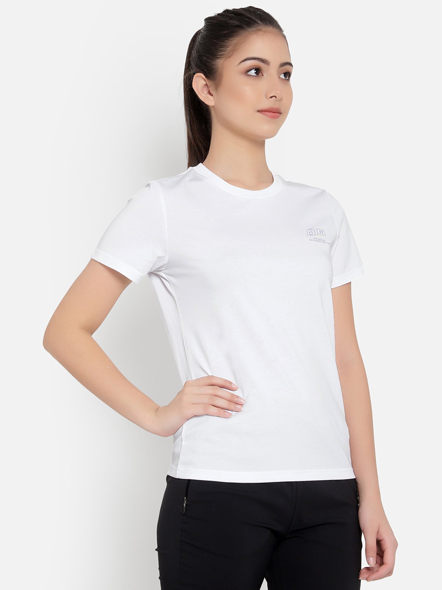 Anta White Cotton Sports T-Shirt