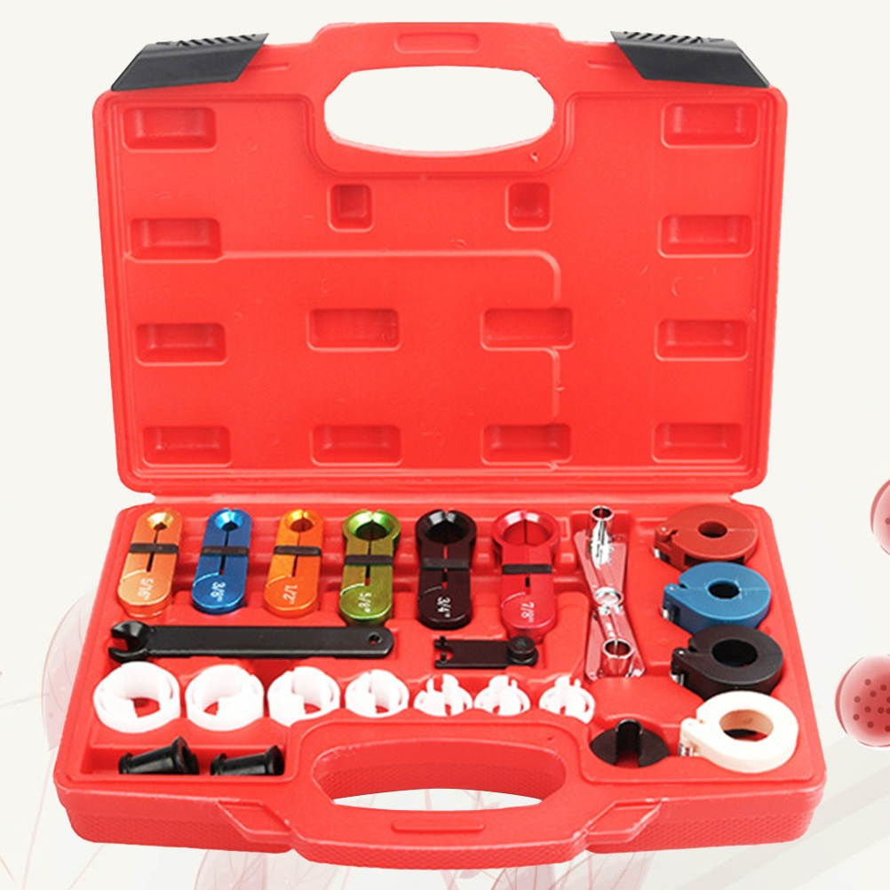 22pcs Fuel Transmission Line Cooler Quick Disconnect Automotive A/C Tool Kit Set (Red)