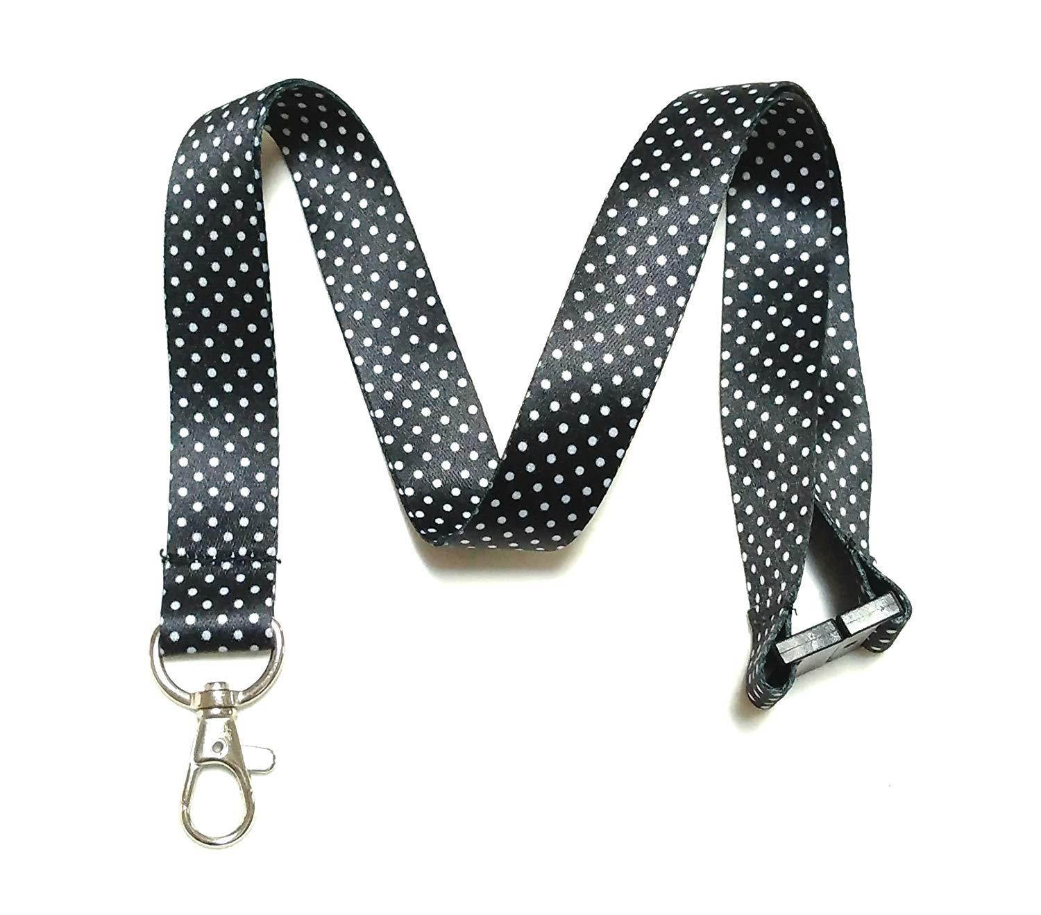 Break Away Black & White Print Lanyard Key Chain Id Badge Holder (Set of 8)