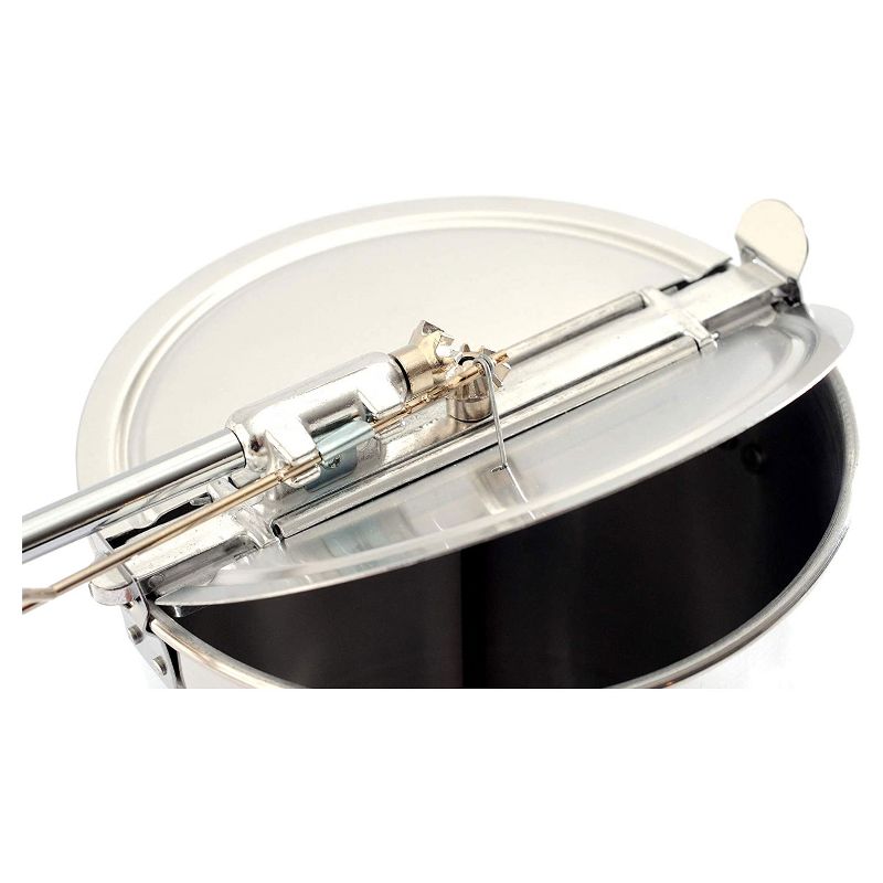 Norpro 4 Quart/3.8 Liter Old Time Aluminum Stovetop Popcorn Popper with Wooden Handle Hand Crank and Included Recipes, Silver