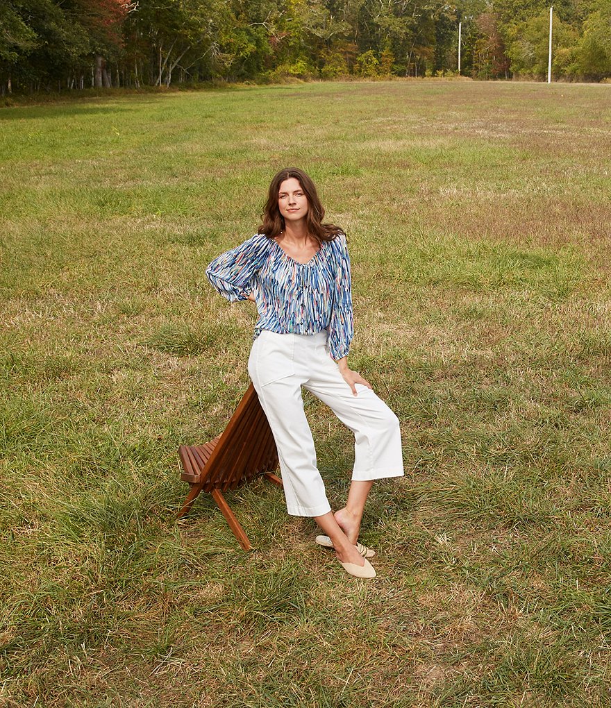 NIC + ZOE Toucan Print Boat Neck 3/4 Sleeve Blouse