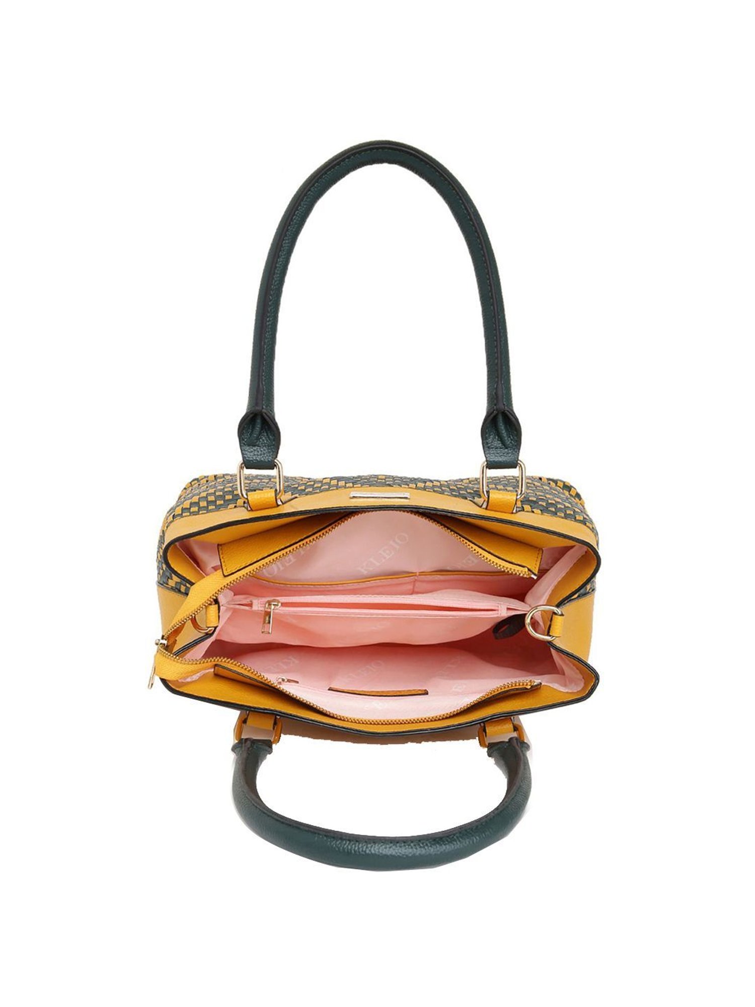KLEIO Yellow Textured Medium Handbag