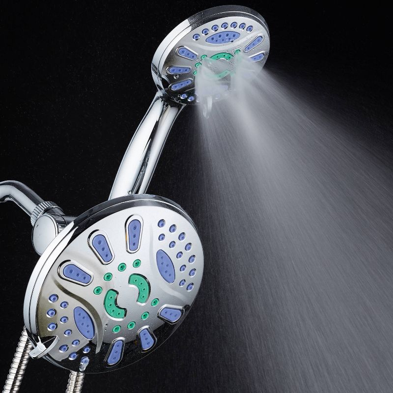 7" 48 Setting Elite High Pressure Ultra Luxury Three-Way Rainfall Shower Head Combo Chrome - AquaDance