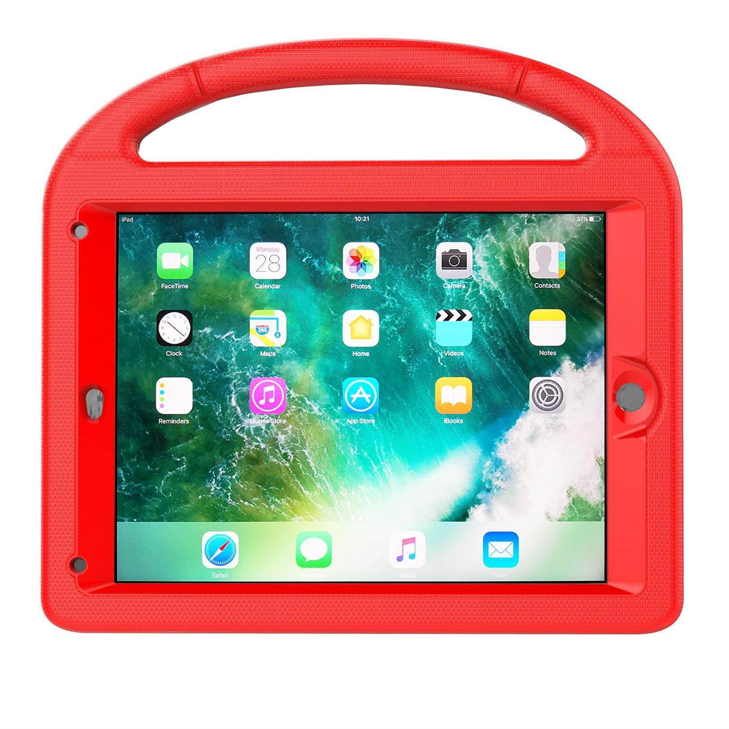 LEDNICEKER Kids Case for New iPad 9.7 2018/2017 - Built-in Screen Protector Light Weight Shock Proof Handle Friendly Convertible Stand Kids Case for New iPad 9.7 2017/2018 (ipad 5&6) -Red