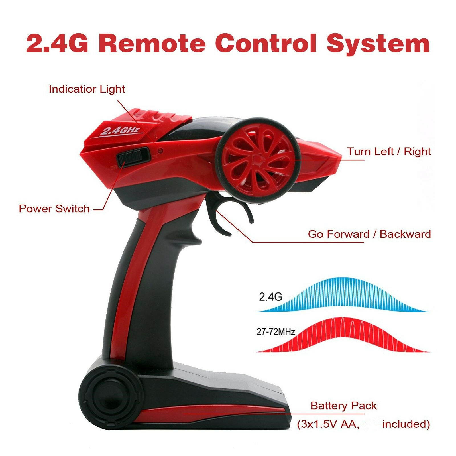 4WD Off-Road RC  Truck 1/18 Crawler Vehicle 2.4Ghz Remote Control Car Red