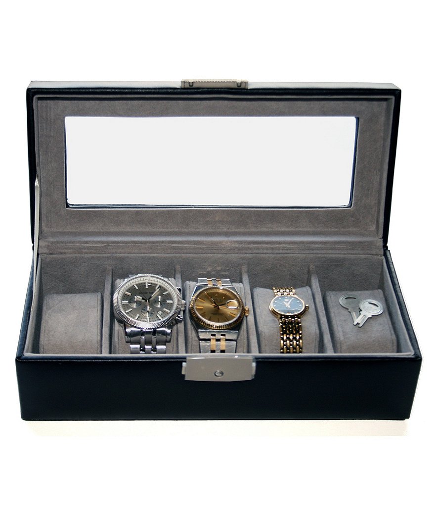 ROYCE New York Leather Five-Slot Watch Box