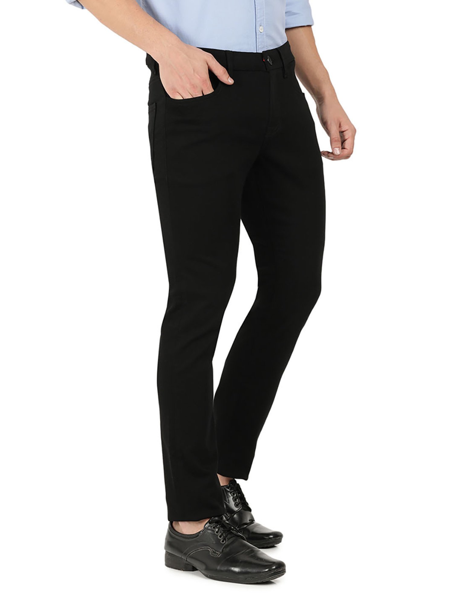 EVERBLUE Black Midrise Five Pocket Trousers