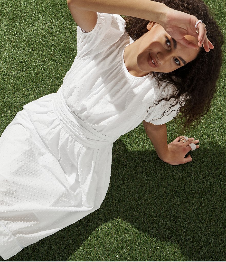 LDT Rachel Jewel Neck Ruffled Poof Swing Dress