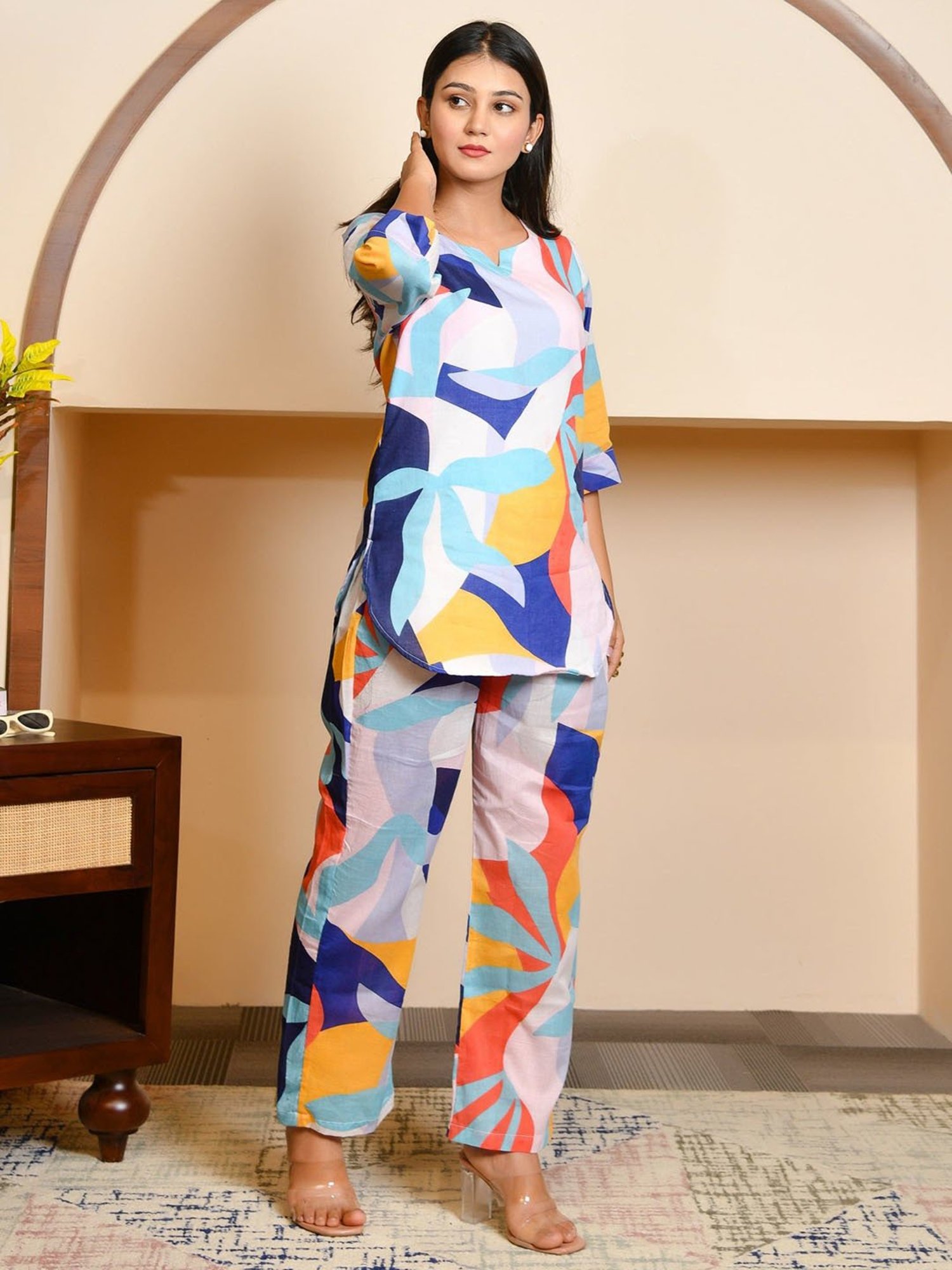 Thread and Button Cotton Sparrow Multi-coloured Cord Set