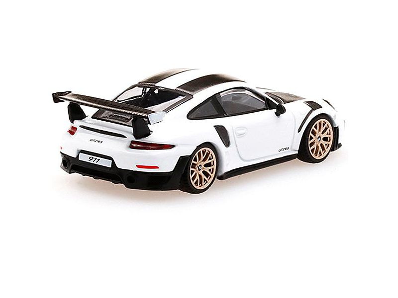 Porsche 911 GT2 RS Weissach Package GT White Metallic with Carbon Stripes Limited Edition to 2400 pcs 1/64 Diecast Model Car by True Scale Miniatures