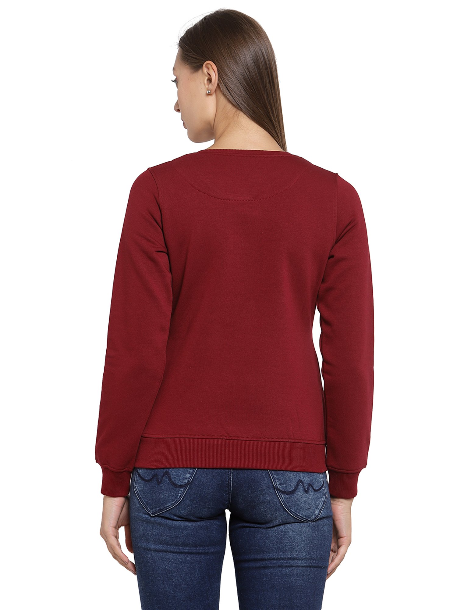 Juelle Maroon Round Neck Sweatshirt