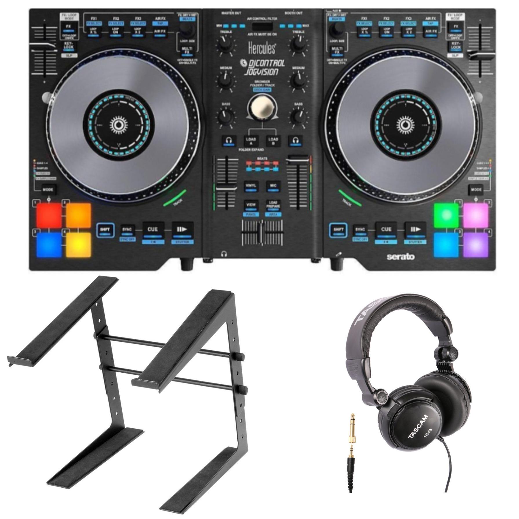 Hercules DJControl Jogvision with Tascam Headphones and Stand