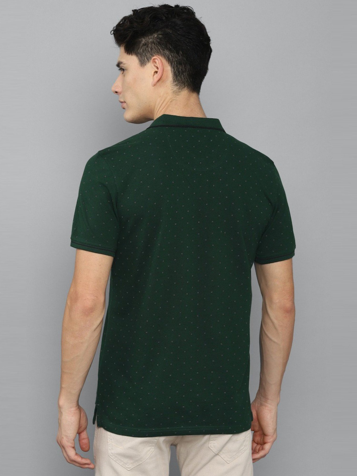 Louis Philippe Sport Green Cotton Slim Fit Polo T-Shirt
