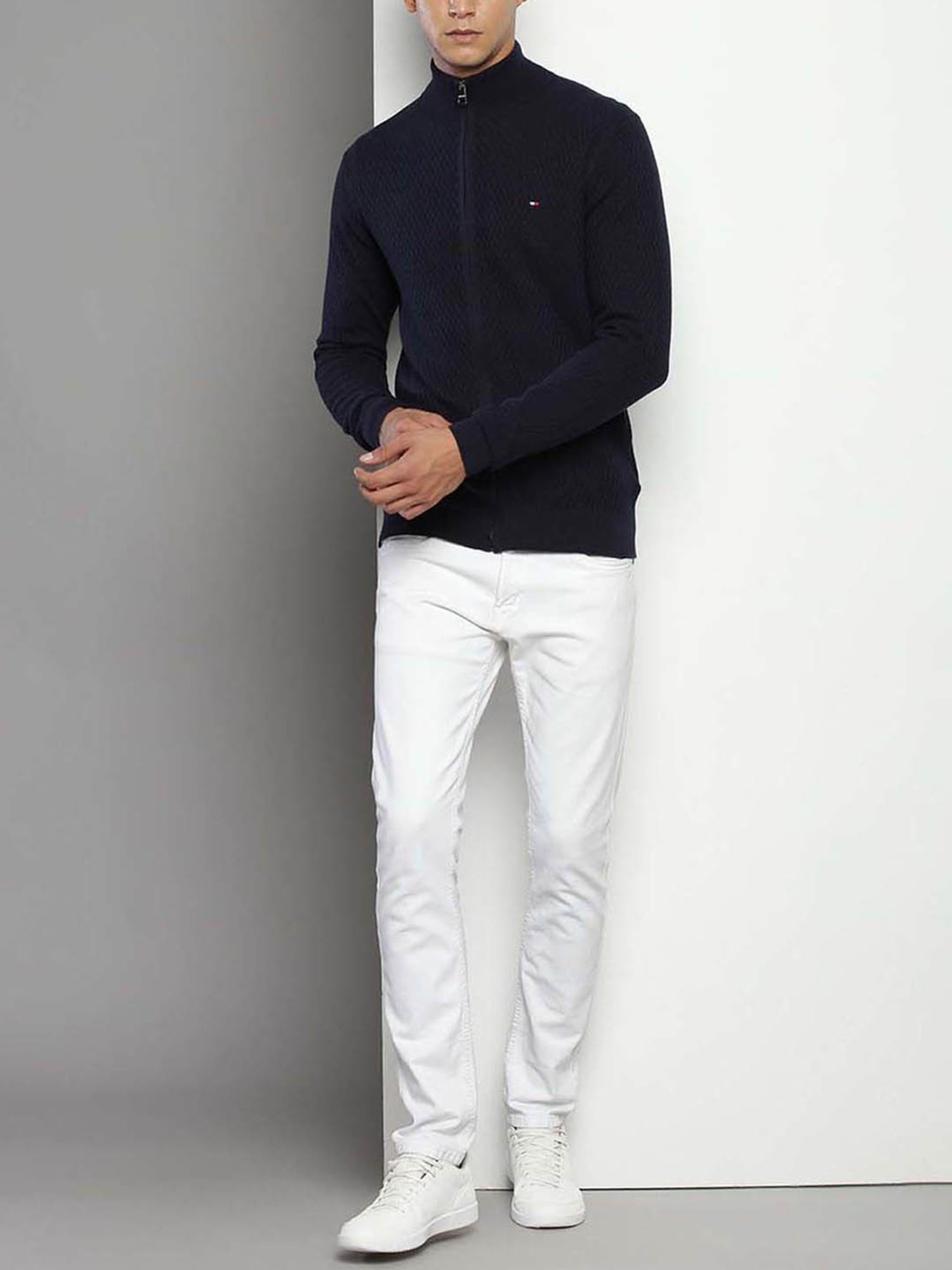 Tommy Hilfiger Desert Sky Cotton Regular Fit Self Pattern Sweater