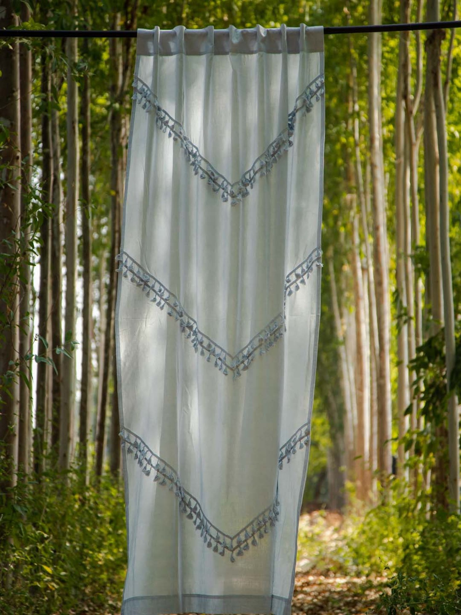 Okhai Blue Cotton Curtain - Set of 1