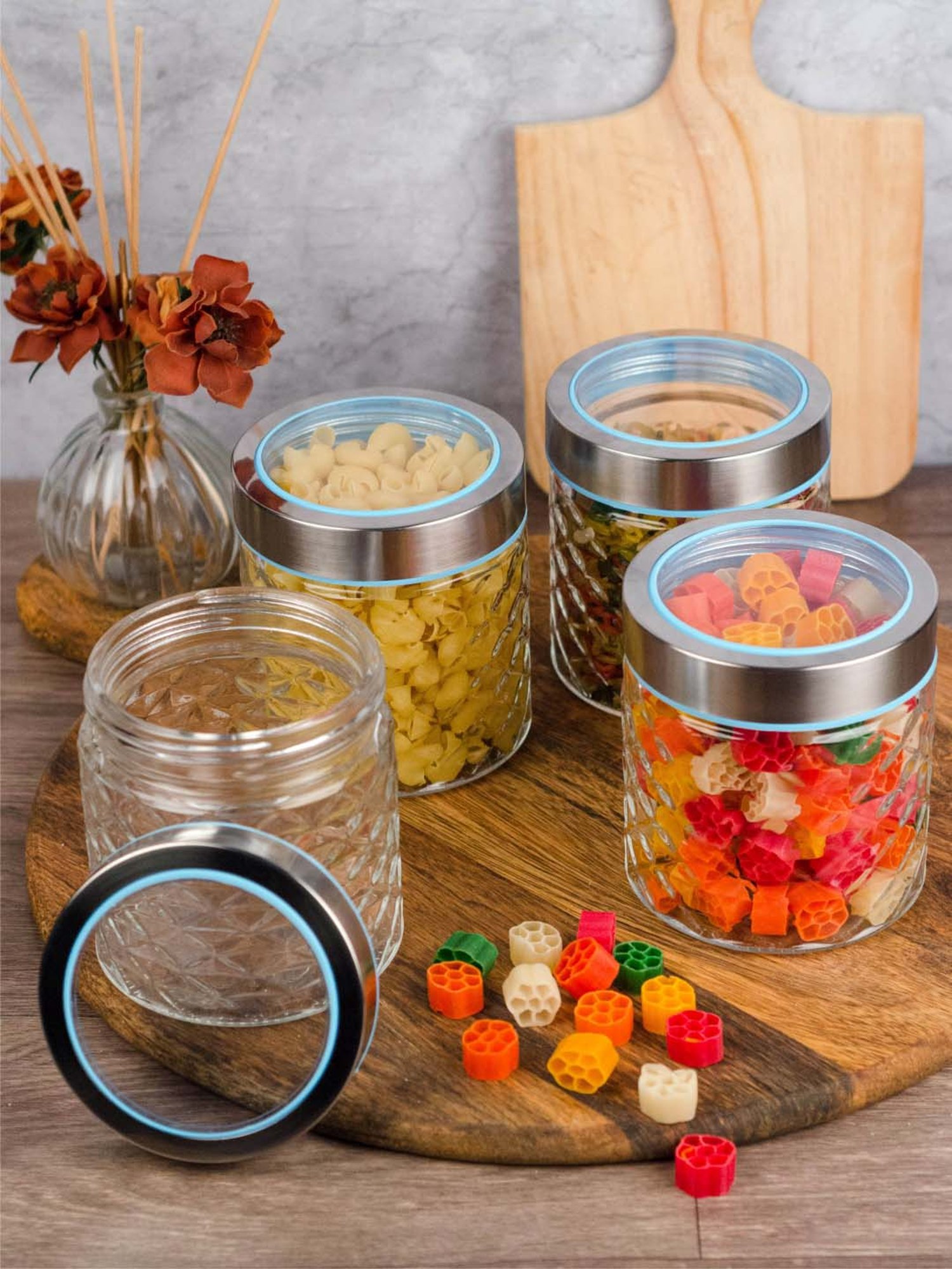 Goodhomes Transparent Glass Storage Jars (650 ml) - Set of 4