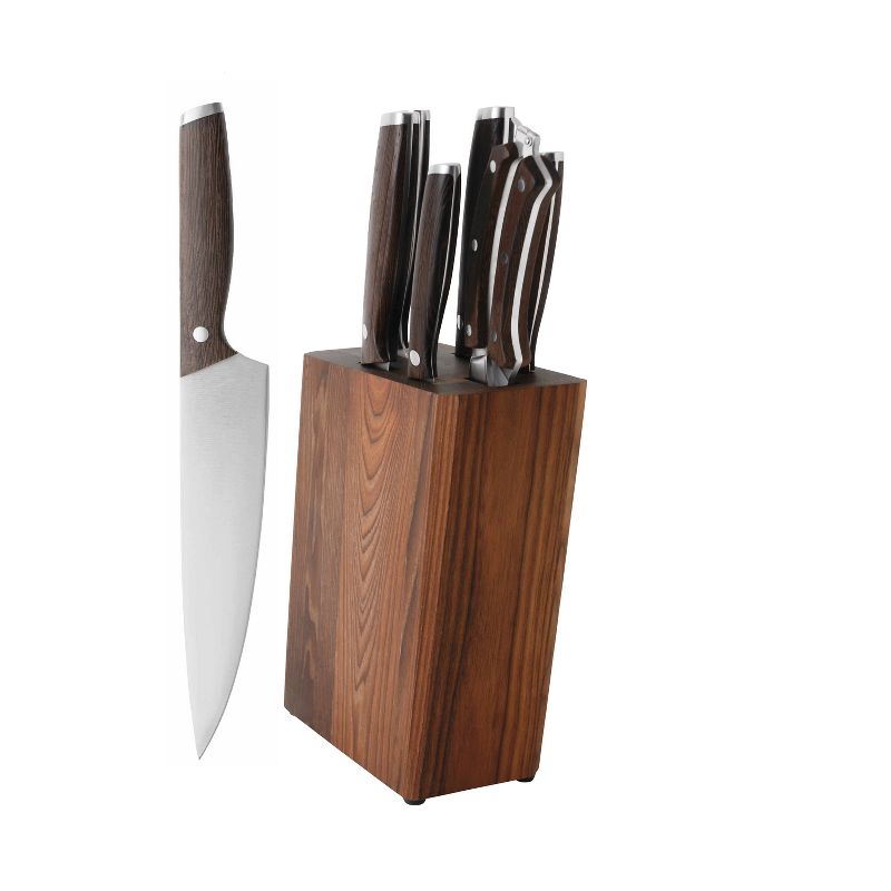 BergHOFF Rosewood 7 Pc Stainless Steel Cutlery Set with Block