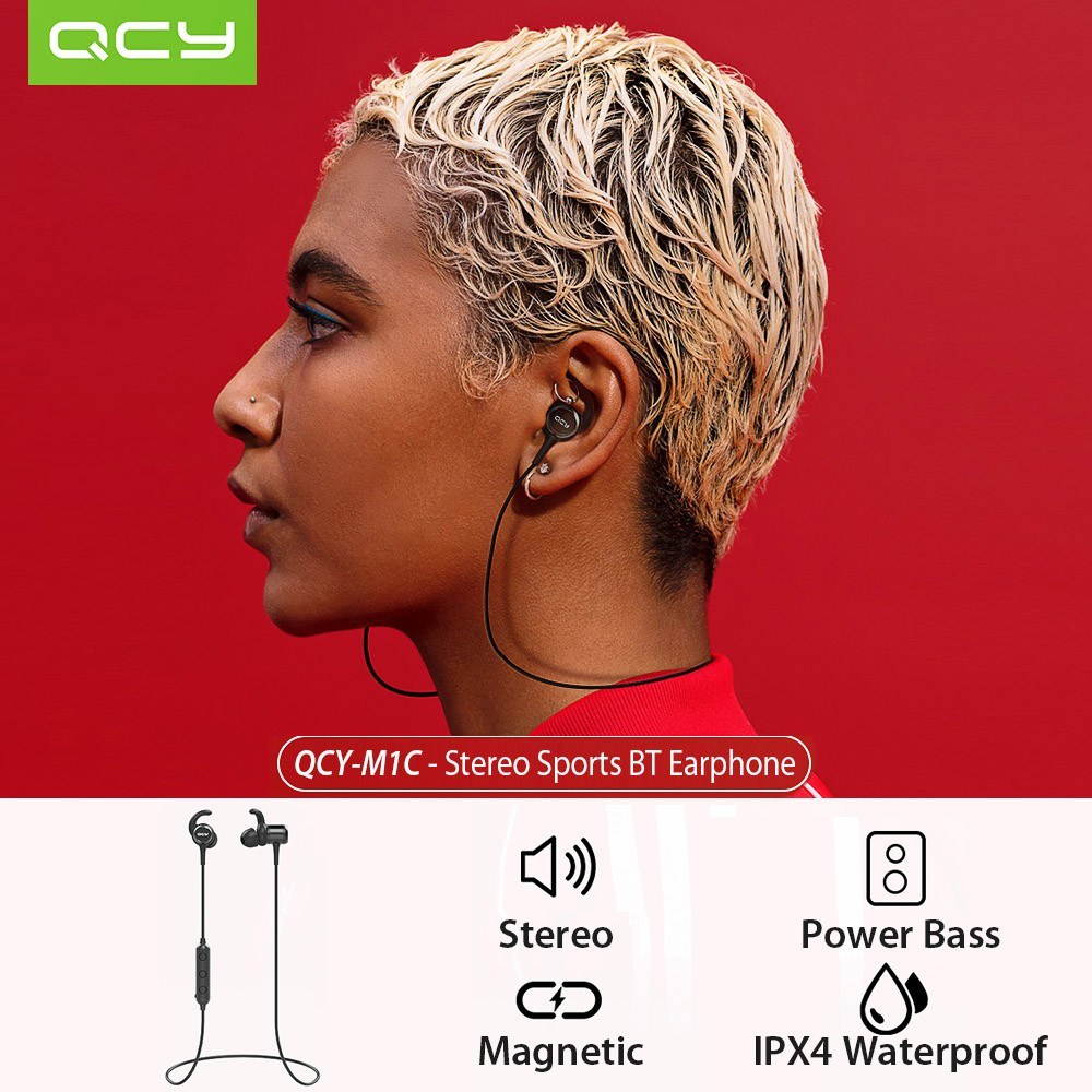 Global Version Xiaomi QCY M1c Dual In-ear Earphone Stereo Wireless BT Magnetic Earbuds With Microphone Volume Control For Android iOS Mobile Phones Tablet Computer